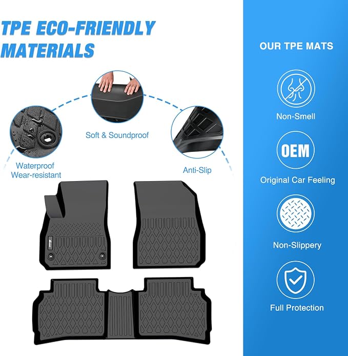Nilight TPE Floor Mats for Chevy Malibu | 2016 2017 2018 2019 2020 2021 2022 2023 2024 2025 All Weather Custom Fit Heavy Duty Floor Liners