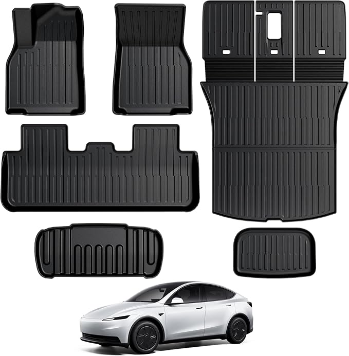 Floor Mats for 2026 2025 Tesla Model Y Juniper Standard, Full Coverage All Weather Floor Mat Cargo Liner Trunk Mat Frunk Backrest Mats Accessories (Standard Models Only)