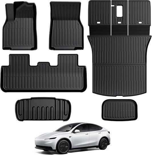 Floor Mats for 2026 2025 Tesla Model Y Juniper Standard, Full Coverage All Weather Floor Mat Cargo Liner Trunk Mat Frunk Backrest Mats Accessories (Standard Models Only)