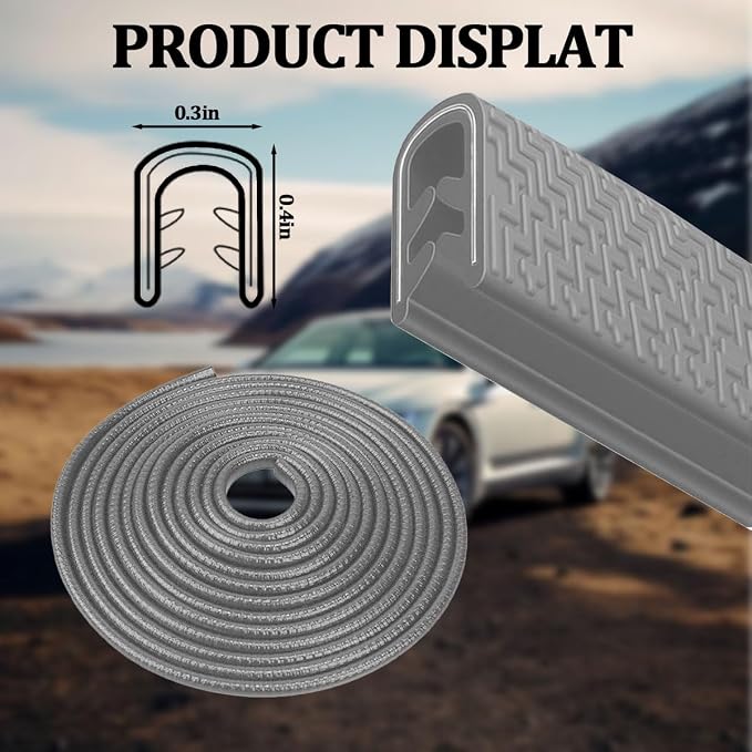 Car Door Edge Guards, 16.4FT U-Shaped Fade-Resistant Vehicle Edge Trim Seal Guard, No-Glue Design Automotive Door Entry Protector Strip, Universal Fit (Gray)