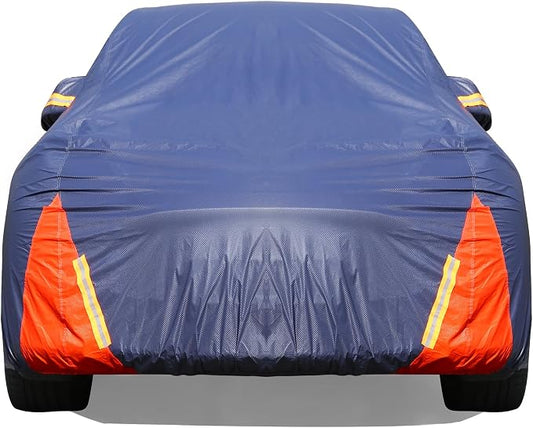 Tesla Model Y Car Cover Waterproof All Weather, 6 Layers Outdoor Full Exterior Cover Rain Sun UV Snowproof Protection with Zipper Cotton, Mirror Pocket and Charging Port