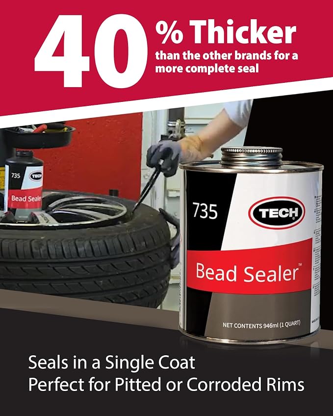 TECH Tire Bead Sealer, 1 Quart – Stops Leaks Between Rim and Edge, Fills Gaps for Old or New Wheels, Compatible with Tubeless Sealants, Solution for Reliable Leak Prevention and Repairs