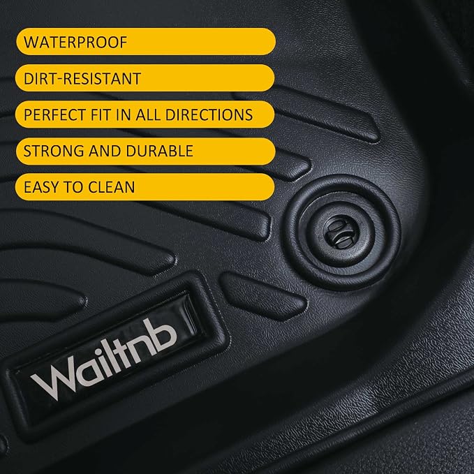 Wailtnb-Floor Mat Custom for Honda Ridgeline 2017-2026 All Weather Protection Waterproof Non-Slip Floor Liners Fit 1st& 2nd Row Accessories Black