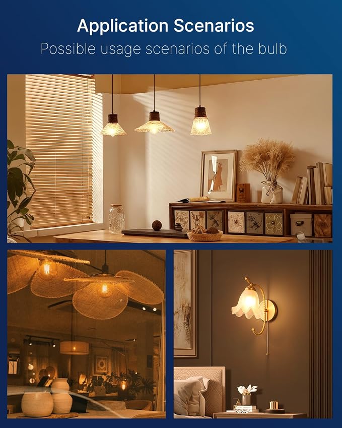 FLSNT 12 Pack Amber Glass LED Edison Bulbs, G25 Globe Light Bulbs 2200K Warm White, Dimmable Decorative Bulbs for Bathroom & Living Room, 40W Equivalent 400LM, CRI90+ E26 Base, UL Listed