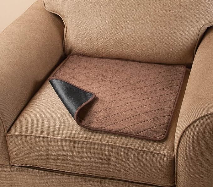 WalterDrake Waterproof Seat Protector - Quilted, Polyester, Brown, 21" x20 1/2"