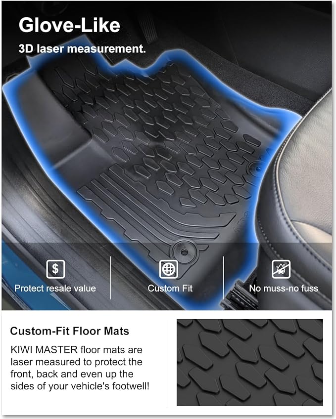Kiwi Master Floor Mats & Cargo Mat for 2017-2026 Jeep Compass | OEM Replacement ‎82214651 ‎82214666, Custom Fit All Weather Car Mat, Heavy Duty TPE Floor Liners, Front Rear Trunk Set, Black