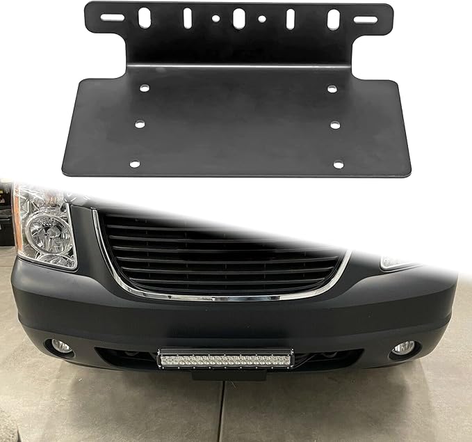 DaSen Universal License Plate Light Bar Mount Fit Truck SUV 4X4 4WD Offroad | no drill,6x12 inch,American standard,heavy-duty,rustproof,front license plate mounting bracket,holder front bumper,sturdy