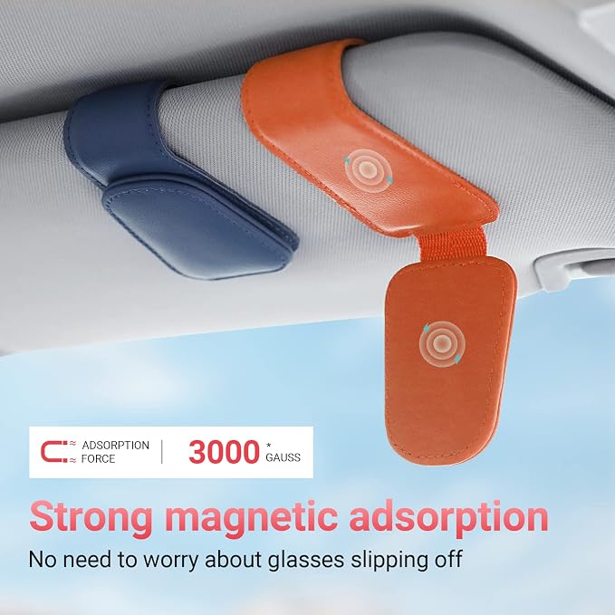 Sunglass Holder for Car Sun Visor Sunglasses Clip Car accessories -Orange | sun visor organizer, ticket card clip, eyeglass sunglasses holder, one-handed magnetic, anti-scratch, car decor for truck SUV