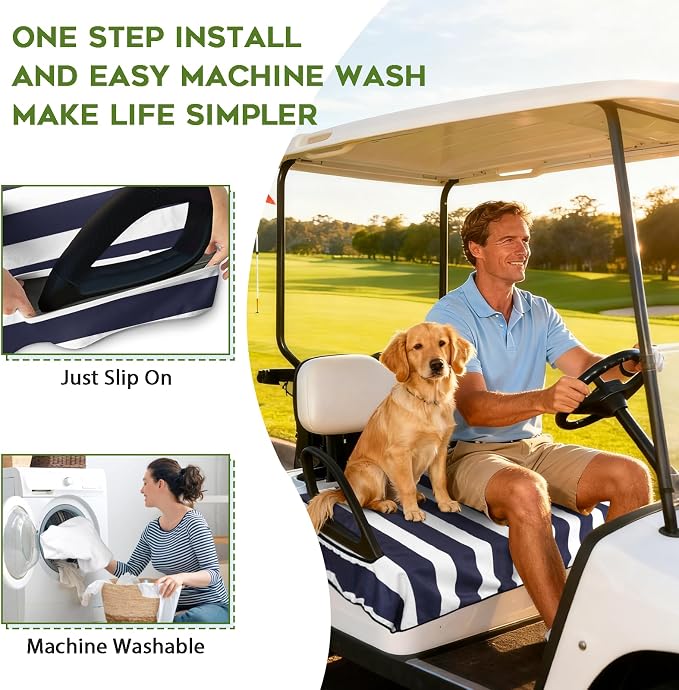Golf Cart Seat Covers Club Car Golf Cart Accessories for Men Women Golf Carts Seat Towel Blanket 2-Seat Golf Cart Decorations