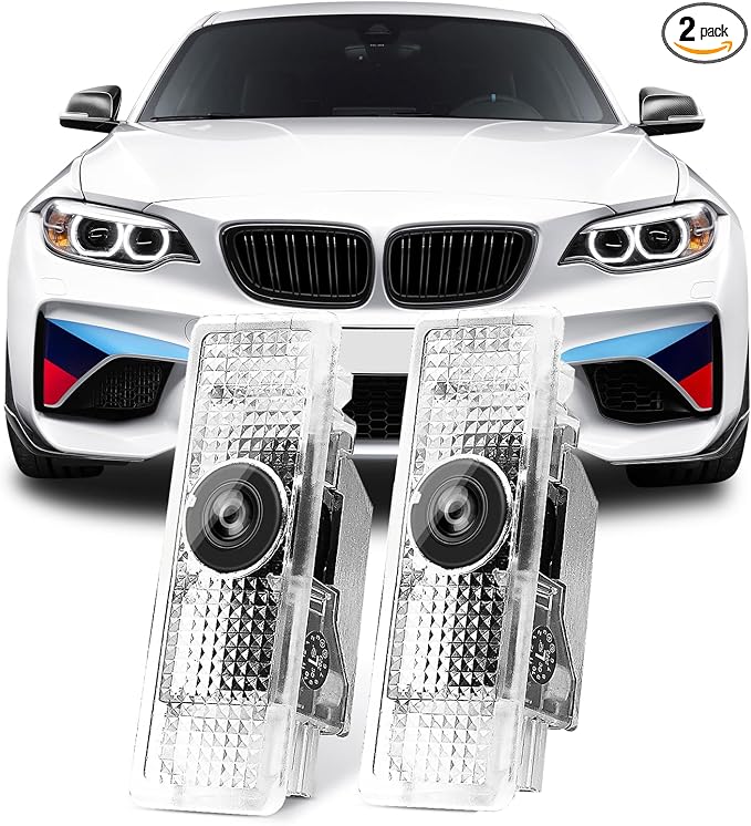 Never Fade HD Door Light Logo Projector Compatible with 1/2/3/4/5/6/7/M/X/Z/GT Series Accessories, 2Pcs 3D LED Ghost Shadow Laser Car Courtesy Step Light Puddle Lamps (50thAnniversaryLogo)