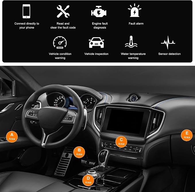 Bluetooth OBD2 Scanner for Car, Wireless OBDII Scan Tool Auto Engine Diagnostic Code Reader, Professional OBD2 Fault Diagnosis Tester Vehicle Interface Scanner for Phone and PC