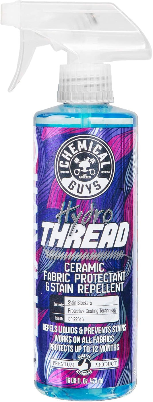 Chemical Guys, HydroThread Ceramic Fabric Protectant & Stain Guard, 16 oz | Works on fabric, carpet & upholstery, keep floor mats looking clean, use with microfiber towel or interior brush