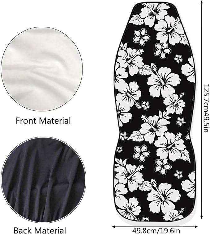 Hawaiian Florals Front Car Seat Cover for Women 2 Pcs Hibiscus Car Seat Covers Removable Automotive Accessories for Most Cars SUVs and Sedans