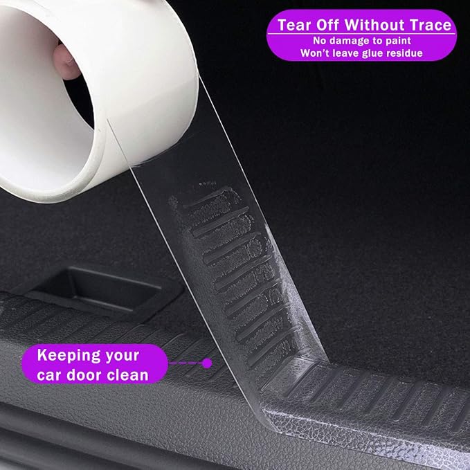 QBUC Car Door Edge Guard Clear Universal Door Sill Protector Car Door Trim Edge Guard Protection Film Anti-Collision Fits for Most Car,0.8in16ft(2cm5m) Transparent