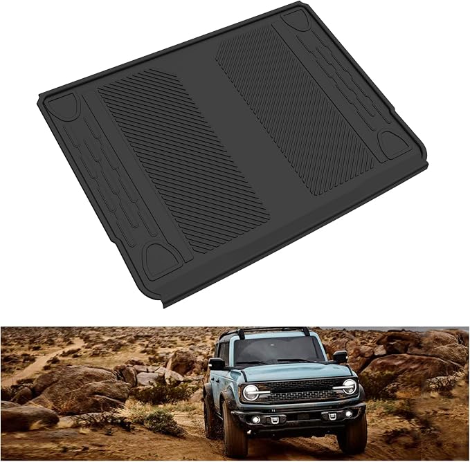 Kiwi Master Cargo Mat for 2021-2026 Ford Bronco 4-Door | OEM Replacement M2DZ-58047A74-BA, Custom Fit All Weather Rear Cargo Liner, Heavy Duty TPE Tray Trunk Mat, Black