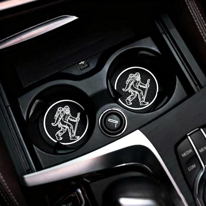 2Pcs 2.75 Inch Sasquatch Car Cup Holder Coaster Insert Tough Auto Sasquatch Bigfoot Car Accessories