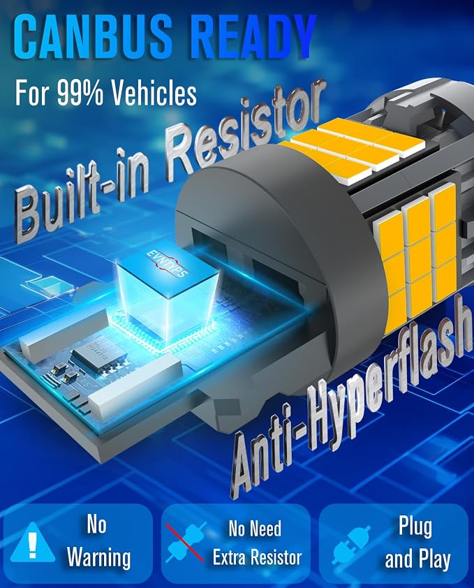 3157 LED Turn Signal Bulb Anti Hyper Flash,3057 LED Bulbs With Built in Resistor,3156 LED Amber Yellow CANBUS Error Free,3457a 3457 4157 Front Rear LED Blinker Bulb for Car Trucks(2pcs)