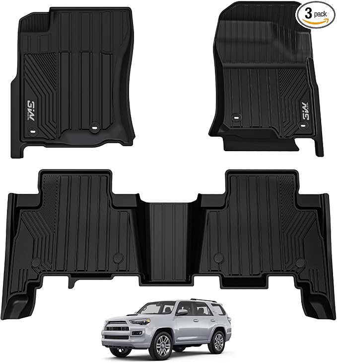 3W Floor Mats Fit for Toyota 4Runner 2013-2024/Lexus GX460 2014-2023, TPE All Weather Custom Fit Floor Liner for 4 Runner Accessories Car Mats(Fit 5 Seat/7 Seat)