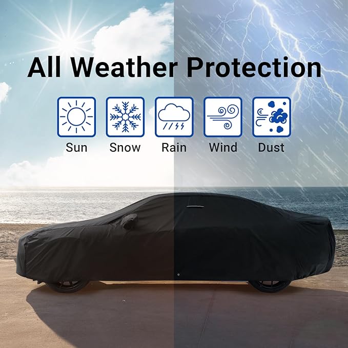 iCarCover Fits [1982-2002 Pontiac Firebird] Premium Custom Car Cover Waterproof All Weather Resistant Outdoor Indoor Sun Snow Storm UV Protection Form-Fit Padded Cover with Straps - Black/Gray