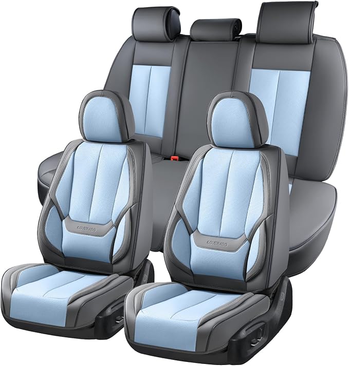 Coverado Car Seat Covers, Seat Covers for Cars, Waterproof Leather Auto Seat Protectors, Leather Car Seat Cushion, Car Interiors Accessories Universal Fit for Most Cars