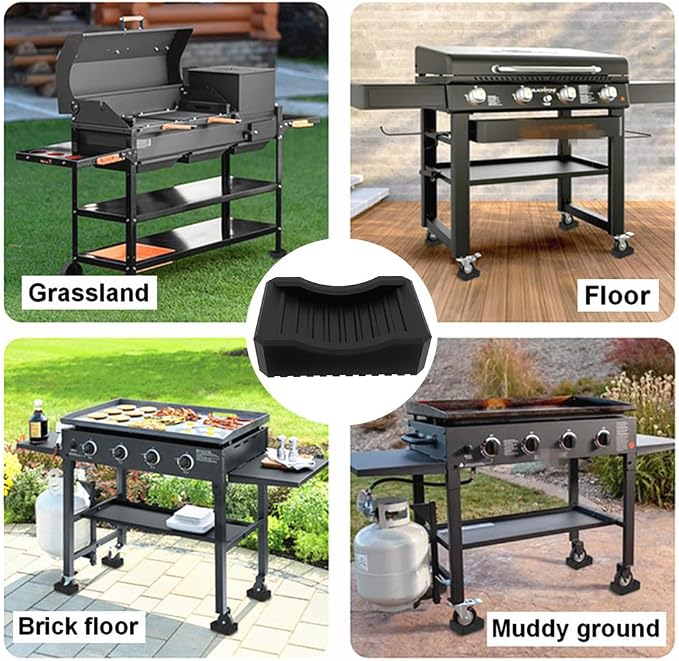 Furniture Wheel Caster Cups/Universal Outdoor Barbecue Stove Anti Slip Fixed Wheel，Silicone Non-Slip Caster Cups，Suitable for All Small Wheels of Outdoor Barbecue Grills/Furniture(4Pack/Black