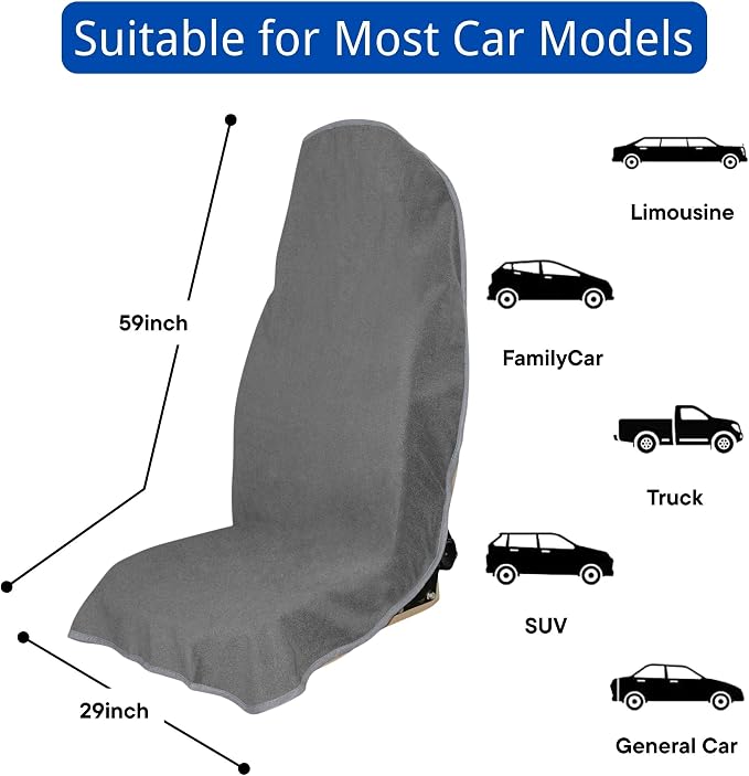 Waterproof Car Seat Cover for Front Seats, Protector for Cars SUVs Trucks, Sweat Towel Seat Covers Bucket for Gym,Workout,Beach,Hiking,Running Swimming(Grey, 1PC)