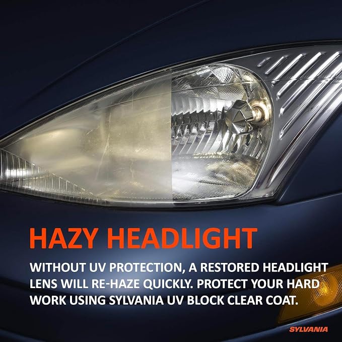 SYLVANIA UV Block Clear Coat Kit - Premium UV Headlight Protection for Vehicles - Includes Surface Activator, Protective Clear Coat & Applicator Towels - Long-Lasting - Restores to Like-New Condition