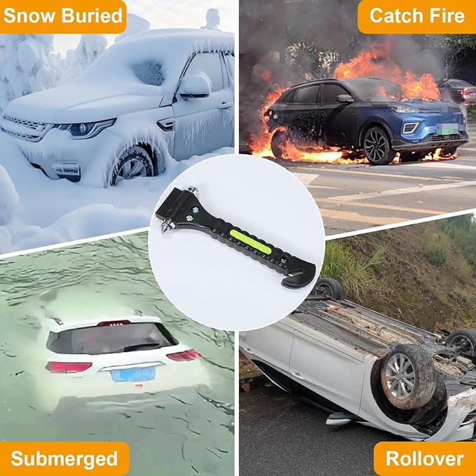 Car Window Breaker Tool, 2-in-1 Emergency Escape Tool with Window Breaker and Seat Belt Cutter, Safety Emergency Car Escape Tool for Car