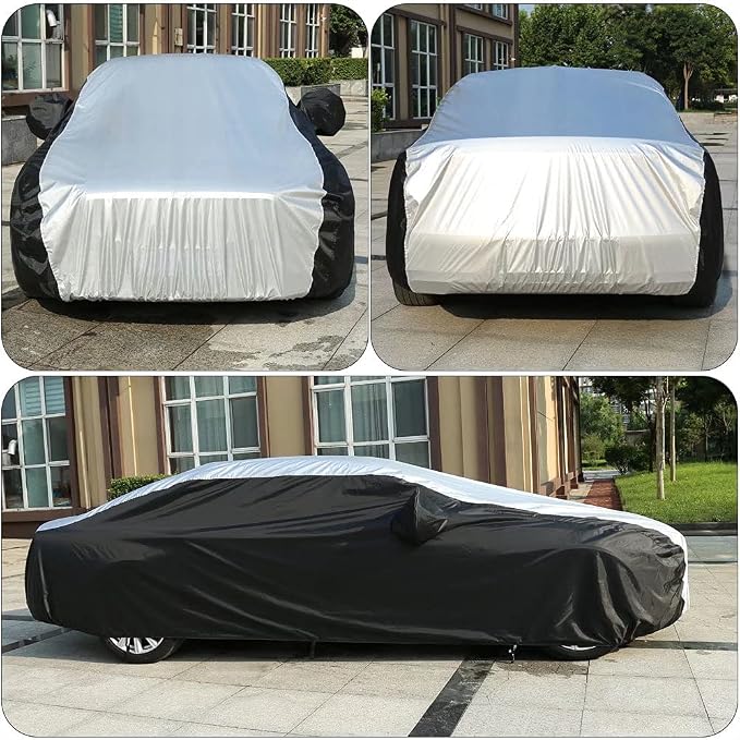 Coverado Car Cover Waterproof All Weather, Lightweight Outdoor Full Exterior Covers Sealed with PU Waterproof Tape, Sedan Car Cover Snow Wind UV Hail Protection Universal Fit for Sedan (191"-200")