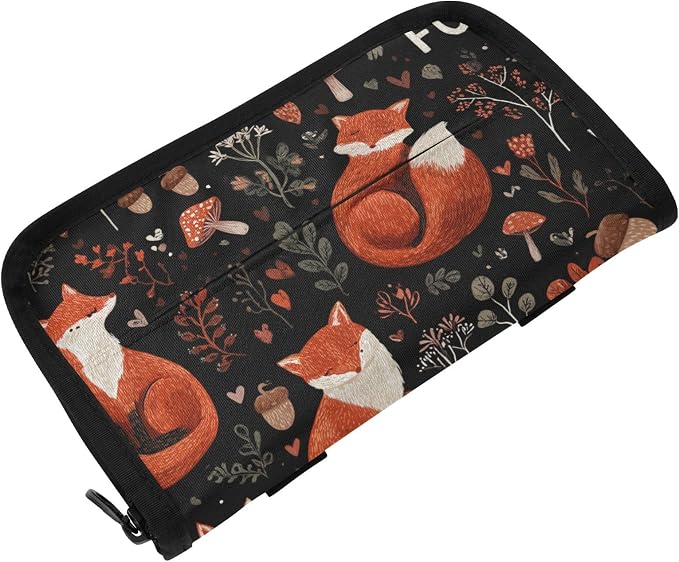 Foxes Mushrooms Black Car Tissue Holder Durable Napkin Holder Hanging Tissue Holders Case Car Tissues Bag for Sun Visor Seat Back Universal Auto