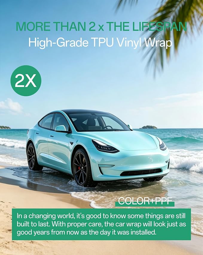 PPF, Dry Apply TPU PPF Vinyl Car Wrap Roll 1ft x 5ft, Paint Protection Vinyl Film (Tiffany Charm Blue)