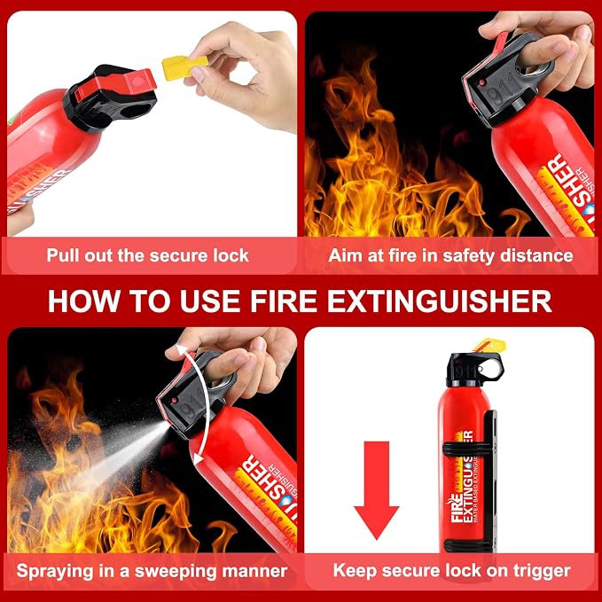6 Pack Fire Extinguisher for Home with Wall Mount - Portable Fire Extinguisher for Car Vehicle Boat House Kitchen, Water-Based Fire Extinguisher for A, B, C, K Fire