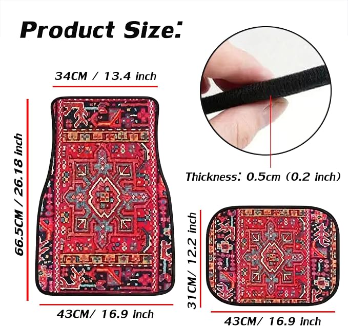 Car Floor Mats Non-Slip Automotive Floor Mats All-Weather Front Rear Car Floor Foot Mat Sets of 4 Pieces Foot Mats Rugs Carpet for Car Trucks SUV Sedans (Red)