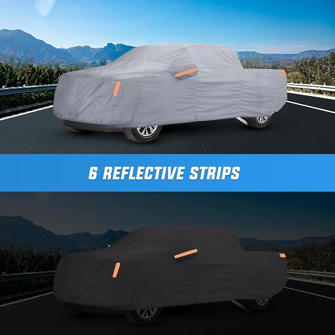 Nilight Car Cover Waterproof All Weather, Heavy Duty Outdoor Rain Sun UV Protection with Zipper Cotton, Extra Thick, Universal Fit for Trucks (Up to 242", Max Cab Length 146")