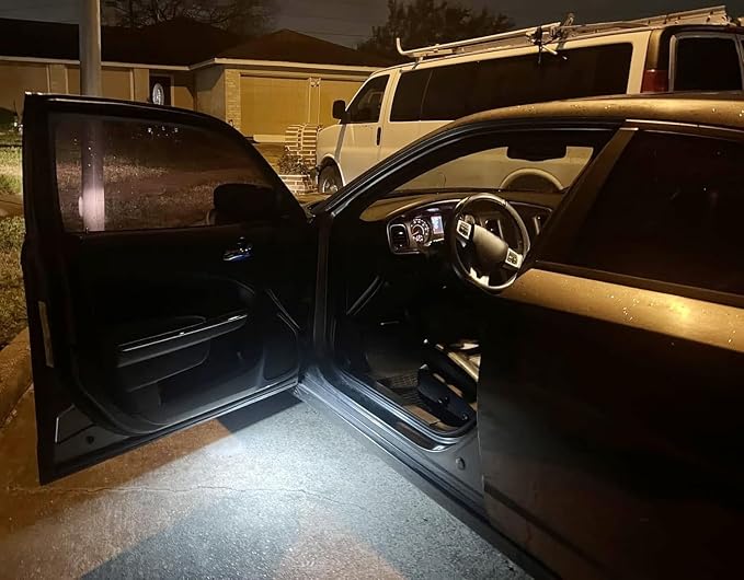iJDMTOY Xenon White 18-SMD Full LED Under Side Door Courtesy Lights, Footwell Lights, Compatible with Dodge Charger Challenger Dart Stratus Magnum Avenger, Chrysler 200 300 Sebring