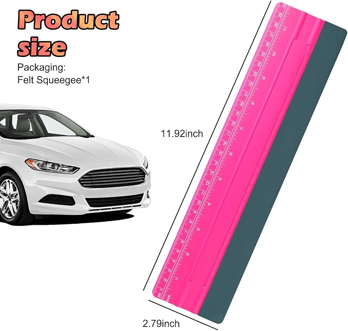 2-in-1 Vinyl Squeegee Tool with Ruler,Soft Felt Squeegee for Vinyl as Wallpaper Smoothing Tool,Vinyls Wrap Squeegees Wallpaper Tools for Car Window Tint,PPF Application