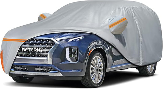Car Cover for 2019-2026 Hyundai Palisade, Waterproof Custom-fit All Weather Sun Rain UV Dust Snow Protection Windproof Outdoor Palisade Car Cover with Door Zipper and Cotton Lining-Grey