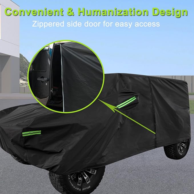 Waterproof Cover for Jeep Wrangler 2-Door with Driver Door Zipper | Jeep Wrangler 2-Door Fit，Waterproof Cover，All-Weather Protection，Driver Door Zipper，Dust & UV Resistant