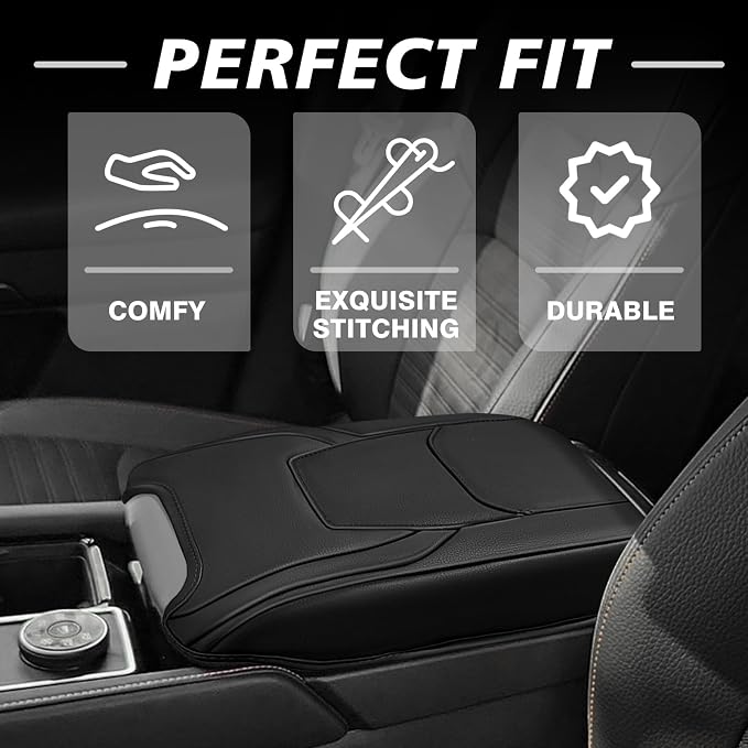 Muslogy Center Console Armrest Cover Fit for Nissan Pathfinder 2022-2025 2026 Accessories, Comfort Armrest Pad Console Lid Cushion Vegan Leather Regular Thick