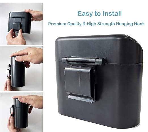 2 Pack Car Trash Can with Lid+4 PCS Car Hooks, Mini Auto Dustbin Trashcan | Includes 120 pcs Trash Bags, Automotive Storage Container Garbage Organizer, Multipurpose Trash Bin for Vehicle, Home, Office