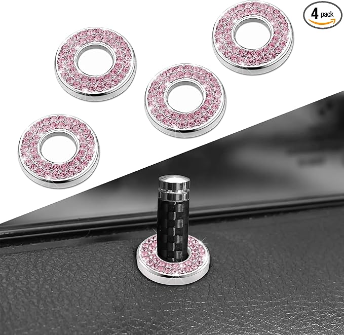 4PCS Bling Car Inner Door Lock Covers, Bling Car Accessories, Crystal Auto Decals for Women Girls, Sparkly Rhinestones Auto Door Bolt Decorations Compatible with B-e-n-z A/B/C/D/E Class