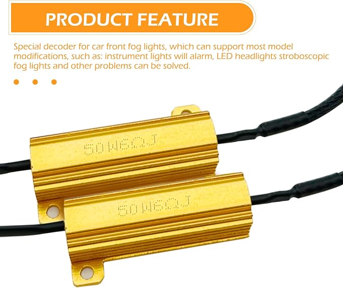 2 PCS Car LED Light Bulb Decoder, 9005/9006 LED Load Resistor Kit, Car Light Bulb Relay Harness Adapter, Anti Flicker Error Decoder, Universal for Most Cars (Black)