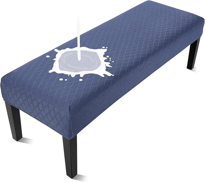Fuloon Waterproof Dining Bench Cover, Removable Slipcover Washable Seat Protector for Living Room, Bedroom, Kitchen (Navy Blue)