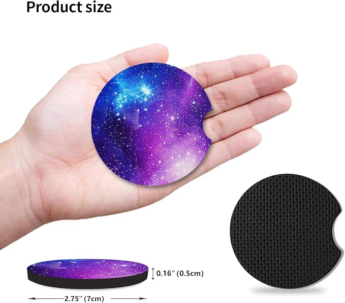 2pcs Nebula Pattern Car Cup Holder Coasters, Absorbent Drinks Coaster Mat for Cup Holders