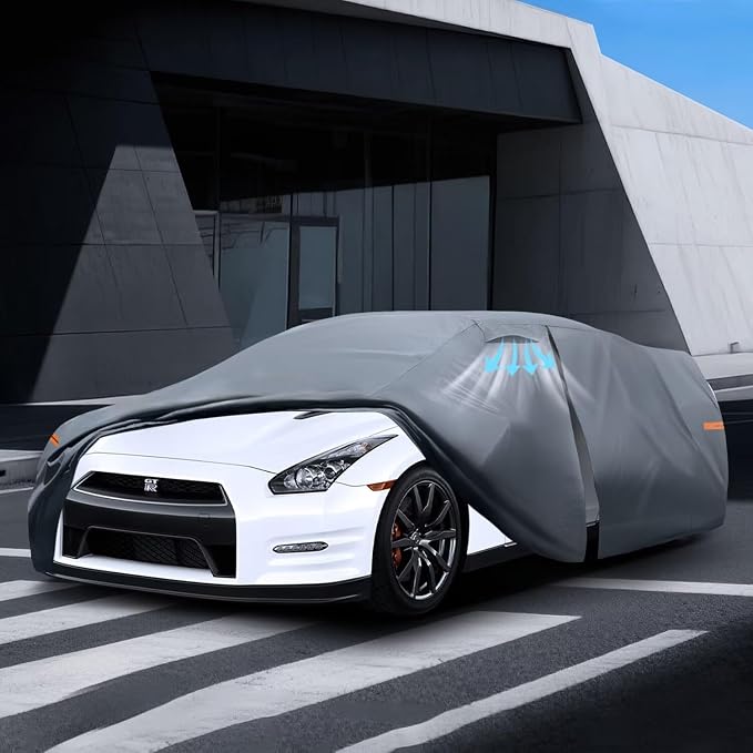 Waterproof G-TR(2007-2026) Car Cover with Breathable Vents, [Upgrade] Premium Covers with Cotton Liner and Zipper Door, Sun Rain Snow Dust Uv Protection.(Gift with Towel)