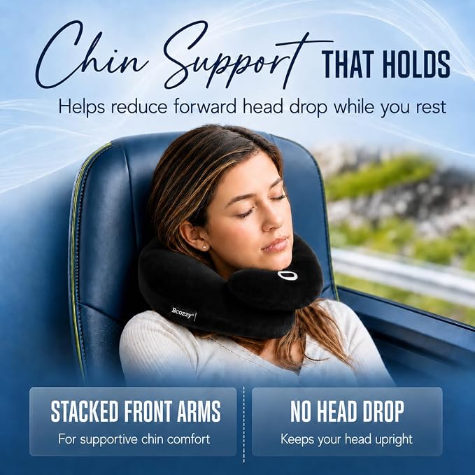 BCOZZY Neck Brace Pillow - Patented Relief for Neck Pain and Supportive Sleep-Soft, Washable, and Adjustable for Comfortable Resting. Black