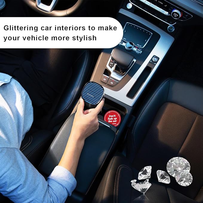 Ohleats Bling Car Cup Coaster, 2.75 Inch Non-Slip Don't Fuck Up My Car Please Cup Holder Insert Coaster, Crystal Rhinestone Auto Drink Cup Mat, Universal Car Accessories (Red-4PCS)