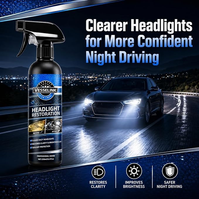 Headlight Restoration Kit,Headlight Cleaner and Restorer Kit for Oxidized & Yellowed Lens Repair with Protective Coating,Head Light Restoring Kit,Headlight Cleaner and Restorer Kit