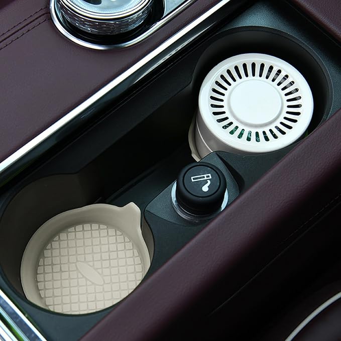 4 Pack Car Cup Coasters, Silicone Insert Recessed Car Cup Holder Coasters, Waterproof Non-Slip Sift-Proof Car Cup Mats, Universal Car Interior Accessories (Apricot)