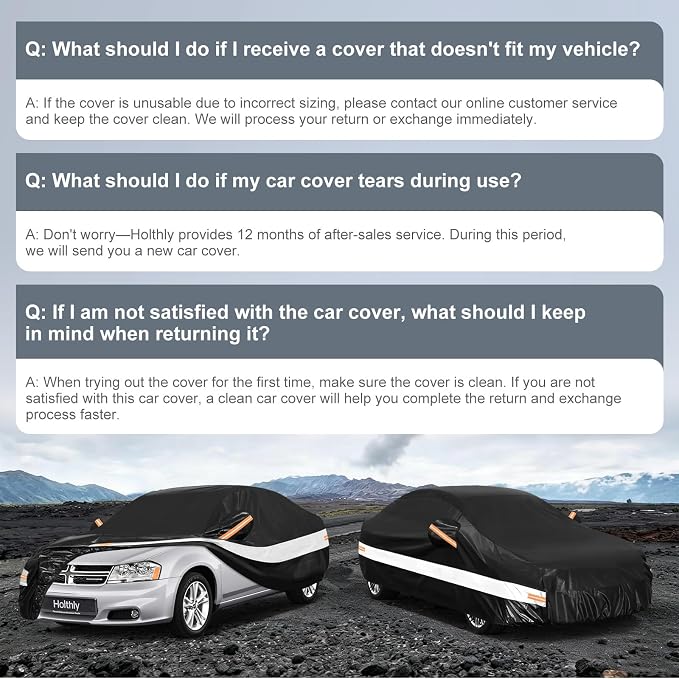 10 Layers Sedan Car Cover Custom Fit for Dodge Avenger (1994-2015), Waterproof All Weather for Automobiles, Outdoor Full Cover Sun Dust Rain Protection with Cotton. Black